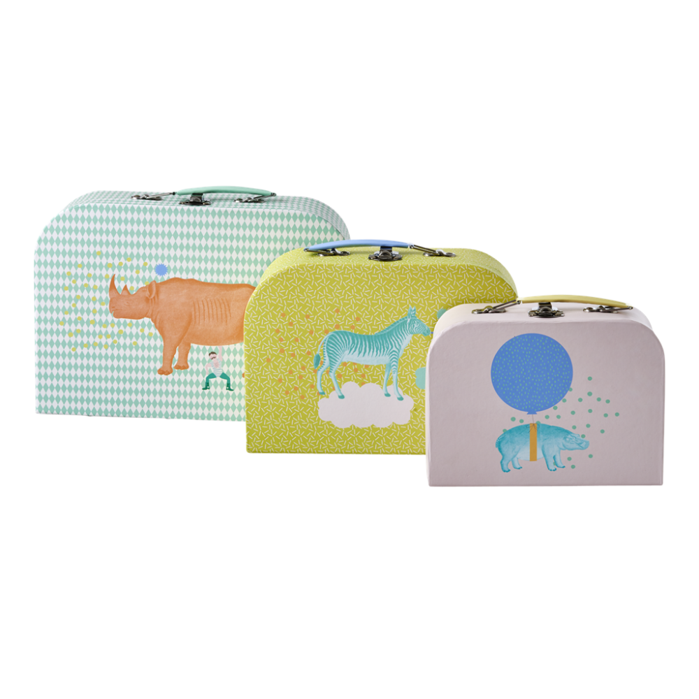 Set of 3 Children's  Storage Suitcases Animal Print By Rice DK